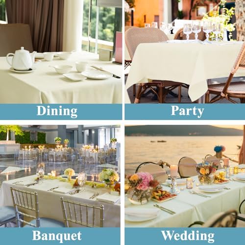 VidaFete 10 Pack 90 * 132inch Ivory Rectangle Tablecloth for 6ft Tables - Image 6