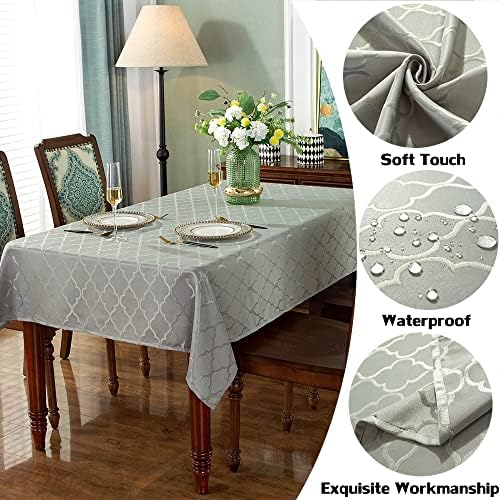 SASTYBALE Jacquard Tablecloth, Rectangle, Gray, 60" x 102" - Image 3