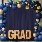 10ft x 9ft Navy Blue Backdrop Curtains for Parties Weddings, Wrinkle Free Silky Polyester Fabric Photo Backdrop Drapes, 2 Panels 5X 10 ft Navy Backfrounds Cloth for Birthday Graduation Photography - Image 4