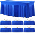 6 Pack Royal Blue Table Cloth for 8 Foot Rectangle Tables Spandex Fitted Tablecloth 8ft Stretch Table Covers Skirt Blue Banquet Tablecloths Wrinkle Free Tablecloth for Party Wedding Birthday Event by Tao-GePartyDecorations