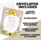 Amanda Creation Dahlia Sunflower Personalized Baby Shower Invitations, Sunflower Baby Shower Invitations, 20 Personalized 5x7 Double-Sided Cards with White Envelopes, Made in USA - Image 6
