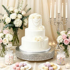 16 Inch Large Cake Silver tand,Hollow Floral Pattern Round Metal Dessert Stand, Elevated Display Tray for Wedding Receptions, Baby Showers, Birthday Parties, Home Tea Decor - Image 3