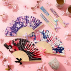 Roowest 36 Pcs Cherry Blossom Folding Hand Fan Bulk Japanese Party Favor Fans Japanese Pastel Sakura Floral Paper Handheld Fan with Bows for Wedding Baby Shower Garden Tea Party Favors - Image 6