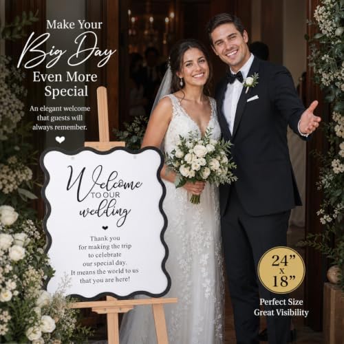 Yousoontic 24" x 18" Acrylic Wedding Welcome Sign Display Outdoor Indoor - Image 3