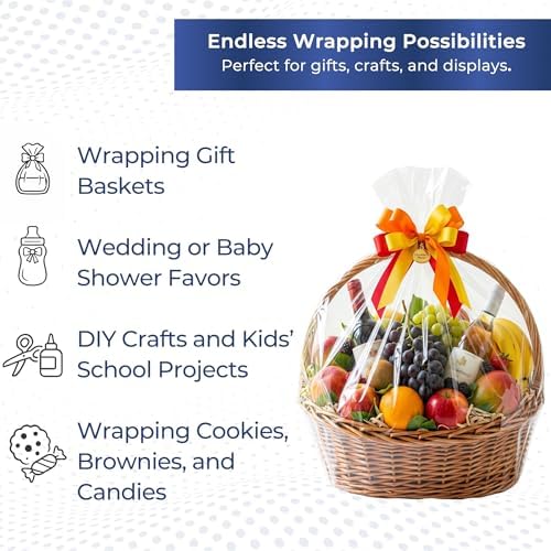 Clear Cellophane Wrap Roll 31.5 in x 220 ft - Gift Basket Wrap Cellophane - Image 4
