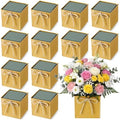 12 Pack Galvanized Square Vases with Floral Foam 3.5 Inch, Gold by Unknown