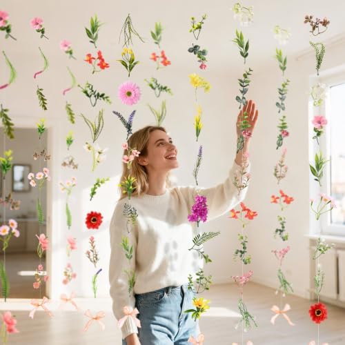 Livole 6Pcs 36Ft Wildflower Garland with Bow Hanging Flower Wall Backdrop - Image 2