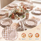 FillTouch 350 Pcs Brown Gingham Plates Napkins Cutlery Set for 50 Guests - Image 6