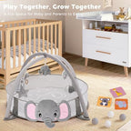 7-in-1 XL Large Baby Play Gym Mat, Tummy Time Mat, Baby Gym & Ball Pit, Baby Activity Mat with Milestone Cards & 6 Detachable Toys for Sensory Motor Skill, Elephant - Image 6