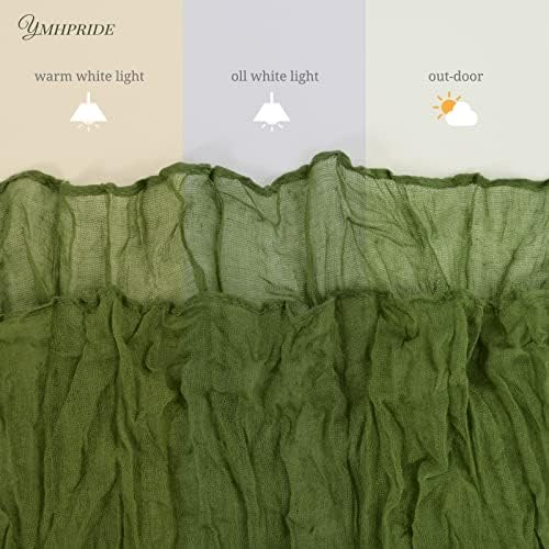 YMHPRIDE 12 Pack Cheesecloth Table Runner 35x120in Olive Green Table Runner - Image 5