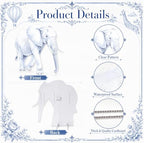 3Pcs Blue Toile de Jouy Safari Baby Shower Decorations, Large Elephant Giraffe Hot Air Balloon Cardboard Cutouts, Corrugated Plastic Jungle Animal Standees for Boy Gender Reveal Nursery Decor - Image 3