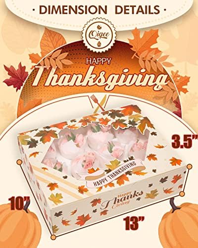 qiqee Thanksgiving 12 Cupcake Boxes with Window 16-Packs Cupcake Box 13"x10"x3.5" Cupcakes Carrier, 12 Cupcake Containers For Thanksgiving Day - Image 4