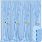 10 Panels Baby Blue Backdrop Curtain for Baby Shower Parties Light Blue Wrinkle Free 50ft x 10ft Backdrop Drapes for Birthday Photo Gender Reveal Photography Polyester Fabric Background Decoration by Suppromo