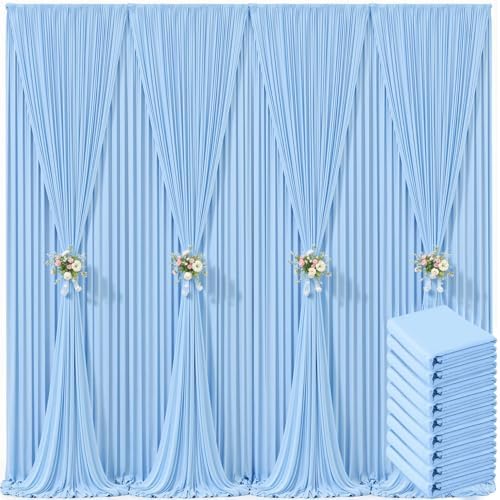 10 Panels Baby Blue Backdrop Curtain for Baby Shower Parties Light Blue Wrinkle Free 50ft x 10ft Backdrop Drapes for Birthday Photo Gender Reveal Photography Polyester Fabric Background Decoration by Suppromo