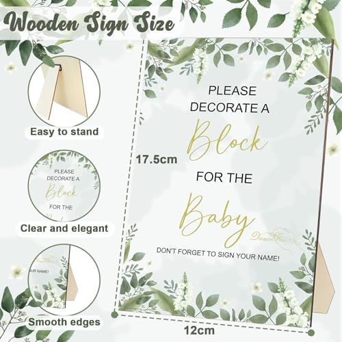 EIGTWEN 78 PCS Fun Baby Shower Games Sign Kit, Baby Blocks for Baby Shower - Image 6