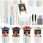 85 Pcs Ice Cream Bar Supplies Toppings Bar Kit for 30 Guests by Ferrochef