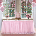 Suppromo 6ft Pink Tulle Table Skirt Baby Shower Tablecloth for Rectangle Tables or Round Tables Pink Ruffle Tutu Table Skirts Teacher Desk Skirt Princess Girls Birthday Party Cake Dessert Decorations by Suppromo