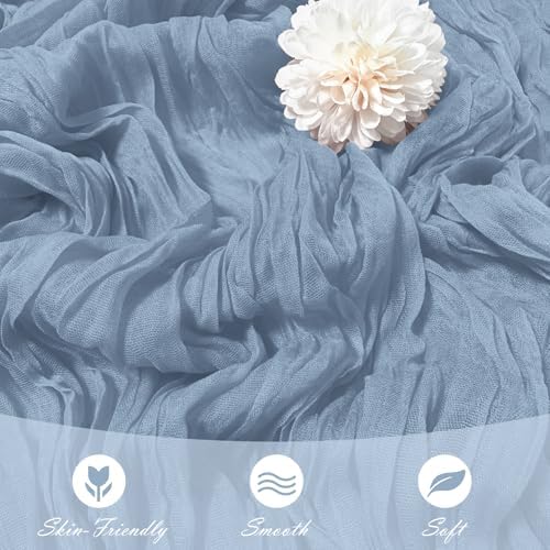 15 Pack Dusty Blue Cheesecloth Table Runner 17 x 108 inch Cheese Cloth Table Runners 9ft Blue Table Runner Rustic Romantic Sheer Gauze Runner for Wedding Party Baby Shower Table Decoration - Image 5