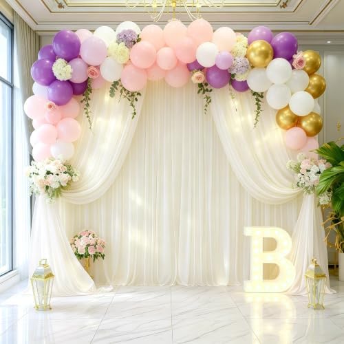 32ftx10ft Wrinkle Free Beige Backdrop Curtain - 10 Feet Photography Backdrop Drapes, Silky Polyester Back Drop Cloth for Wedding Baby Shower Balloon Arch Background - Image 6