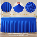 2 Pack 6ft Royal Blue Spandex Table Cloths for Rectangle Tables Wrinkle Free Rectangle Tablecloths, Stretch Fitted Table Cover with Skirt for Birthday Party Wedding Banquet Baby Shower Buffet Event - Image 6