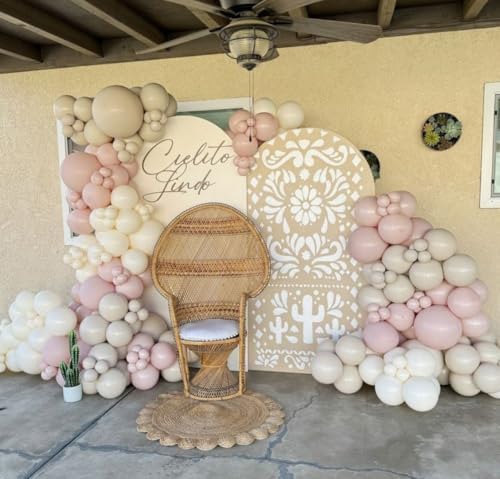 Beige Arch Backdrop Cover for Mexican Fiesta Party Decoration Stretchy Arch Stand Fabric Baptismx Baby Shower Cake Table Supplies (Cover Only) (G3739,4ftx7.2ft (CoverOnly)) - Image 3