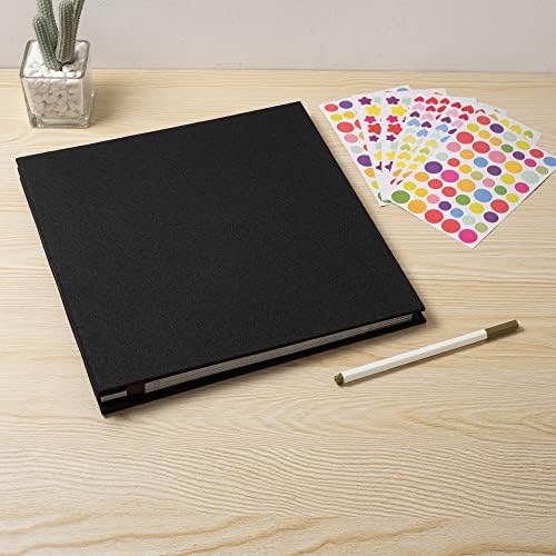 Large Photo Album Self Adhesive for 4x6 8x10 Magnetic Scrapbook Album DIY 60 Black Sticky Pages Linen Cover Photo Album(Black) - Image 6
