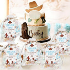 24 Sets Cowboy Bottle Openers Baby Shower Party Favors, Little Cowboy Bottle Openers Keychains Thank You Tags Organza Bags for Western Cowboy Last Rodeo Baby Shower Favors Guest Gifts - Image 3