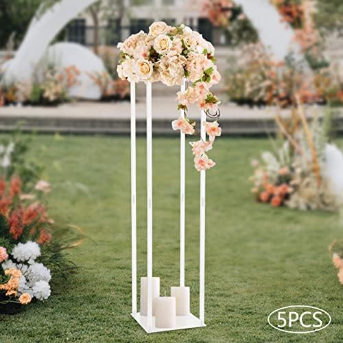 5PCS Wedding Flower Stand, 39" Crystal Column Vases Rack for Birthday Party Decoration Garden Tall Acrylic Flower Frame Holder for Balloon Decor Road Leads Christmas Gift - Image 2