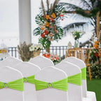 50 Stretch Spandex Light Green Chair Sashes for Wedding Chair Bows Bands with Slider Buckles Fitting Party Feast Banquet Restaurant Event Bridal Baby Shower Decoration - Image 5