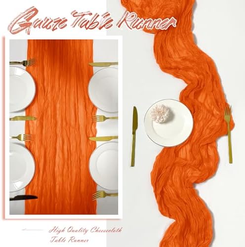 30 Pack Orange Cheesecloth Table Runner 17 x 108 inch Cheese Cloth Table Runners 9ft Orange Table Runner Rustic Romantic Sheer Gauze Runner for Wedding Party Baby Shower Table Decoration - Image 6