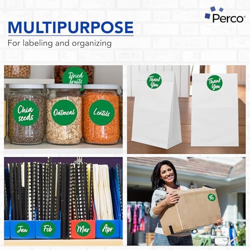 Perco Green Perforated Round Circle Dot Sticker 3-Inch Labels — 10 Rolls, 5,000 Stickers - Product Labels, Shelf Markers & Category Signage, Strong Adhesive - Made in USA - Image 3