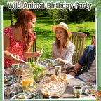 Pickmesh 250 Pcs Jungle Birthday Party Supplies Decorations Serve 50 Safari Animals Disposable Paper Plates Napkins and Cups Jungle Wild Animals Zoo Safari Baby Shower Birthday Wedding Party Supplies - Image 4