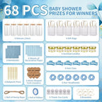 68Pcs Baby Shower Prizes for Game Winners Gifts Wedding Bridal Shower Gifts Including Glass Cans Notebooks Soy Candles Hair Clips for Baby Shower Wedding Bridal Shower Game Prizes (Blue, 6 Sets) - Image 3