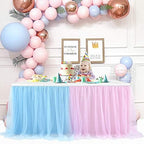 Suppromo 9ft Pink and Blue Gender Reveal Table Skirt Tulle Tutu Table Clothes Cover for Baby Shower Boy or Girl Birthday Party Wedding Cake Decorations - Image 3