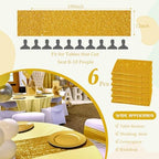 6 Pack Sequin Table Runner 12" x 108" Sparkle Table Runner Sequin Runners for Baby Bridal Shower Wedding Birthday Party Table Decor (Gold) - Image 2