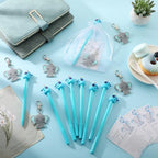 Engrowtic 50 Sets Baby Shower Favors for Guests Gifts Includes 50 Blue Elephant Keychain 50 Thank You Cards 50 Elephant Pens 50 Organza Bags Party Favor Gift Bags for Birthday Gender Reveal Party - Image 4