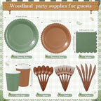 Zhehao 350 Pcs Woodland Paper Plates and Napkins Party Supplies - Image 3