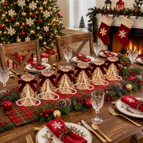 6 Set Christmas Mason Jars Centerpieces Table Decorations - Image 6