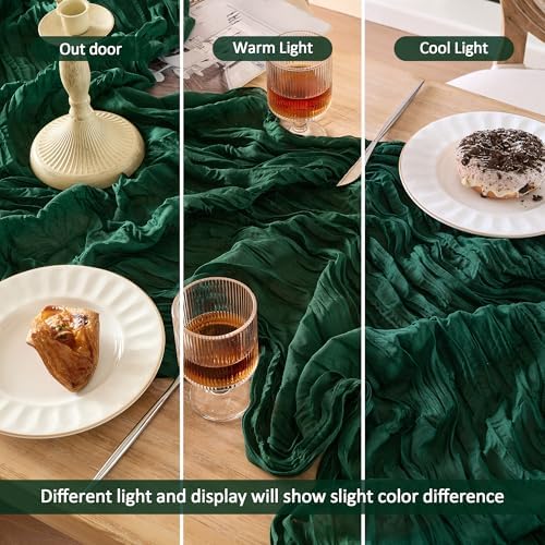 6 Pack Emerald Green Cheesecloth Table Runner Boho Christmas Decor - Image 4