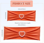 Orange Chair Sashes 60 Pack Spandex Burnt Orange Sashes Bands for Chairs with Heart Buckle Slider for Wedding Banquet Party Decorations - Image 2