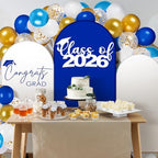 Foilswirl 2026 Graduation Decorations Class of 2026 Arch Backdrop Cover (4/5/6ft) Balloon Arch Cover Spandex Backdrop Blue White Golden Balloons for Graduation Season Class Party Decor - Image 5