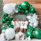 Birthday Balloon Garland Double Stuffed Dark Green Pearl White Balloons Different Sizes Latex Emerald Green Balloon Arch Kit for Graduation Baby Shower Wedding Safari Party decorations - Image 5