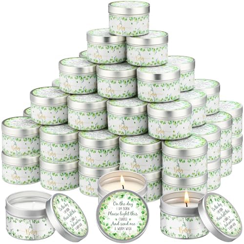 Threlaco 50 Pcs Baby Shower Candles, Party Favors, Eucalyptus by Threlaco