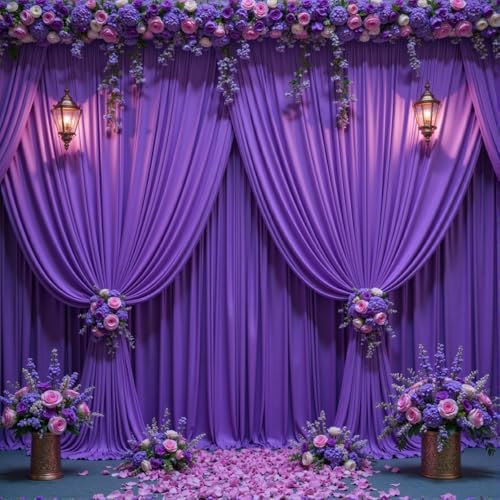20ft x 10ft Wrinkle Free Purple Wedding Backdrop Curtains for Party Bridal Shower Reception Decorations Purple Fabric Curtain Backdrops Drapes for Photography Baby Shower Birthday Background - Image 4