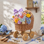 4-Piece Set Wicker Stroller for Baby Shower, Vintage Baby Carriage Planter for Floral Arrangements, Wicker Baby Carriage Decor Centerpieces for Tables, Rustic Rattan Baby Carriage Basket - Image 4
