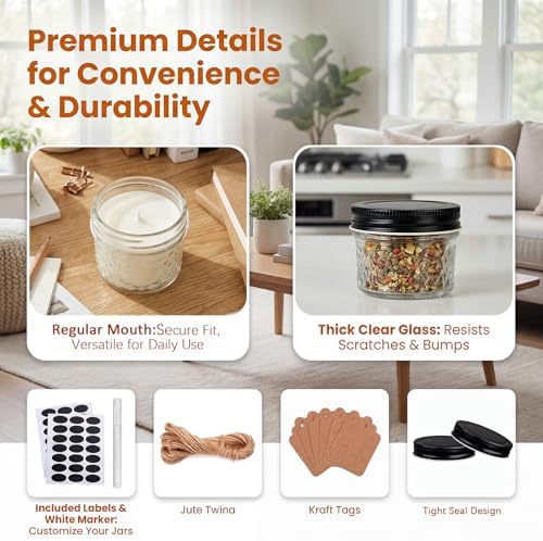 QAPPDA 40 Pack 4oz Crystal Mini Mason Jars With lids, Small Spice Jars - Image 3