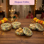 LOVENSPIRE Meenakari Stainless Steel Storage Box with Lid (250gm) Decorative Round Indian Food Container for Sweets, Kitchen Items & Return Gift Favors Pack of 20 - Image 3