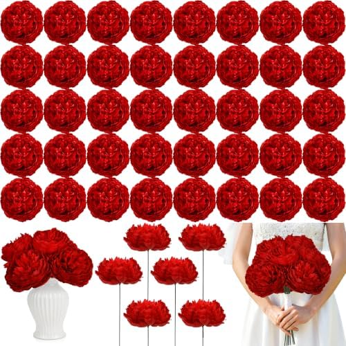 Peonies Artificial Flowers Bulk, 4.7’’ 56 Pcs Fake Peonies -Dark Red by Scawim