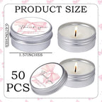 MTLEE 50 Pcs Pink Bow Baby Shower Favors Scented Candles Gift Travel Tin - Image 6