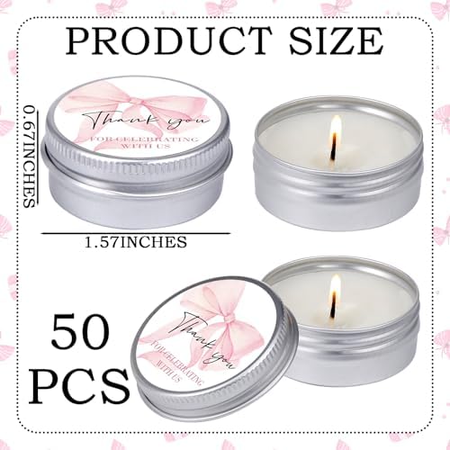 MTLEE 50 Pcs Pink Bow Baby Shower Favors Scented Candles Gift Travel Tin - Image 6